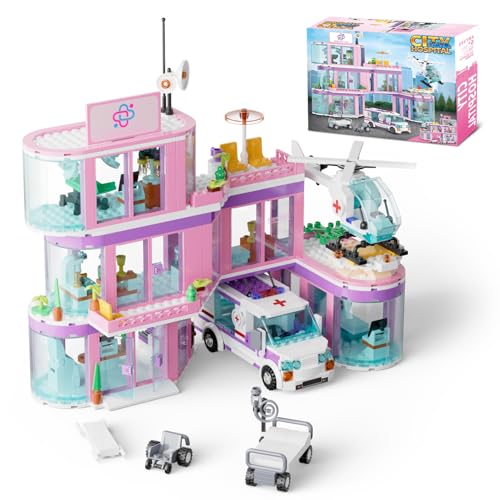 TOY PLAYER Rosa Mädchen City Krankenhaus Baustein Set, Kompatibel mit Lego, inklusive Rettungs Hubschrauber, Anhänger und Trage, STEM Geschenke für 6-12+ Jahre alte Jungen Mädchen(791 pcs) TOY PLAYER Rosa Mädchen City Krankenhaus Baustein Set, Kompatibel mit Lego, inklusive Rettungs Hubschrauber, Anhänger und Trage, STEM Geschenke für 6-12+ Jahre alte Jungen Mädchen(791 pcs)