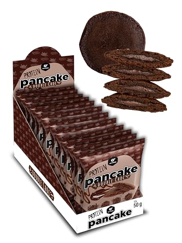 Go Fitness Protein Pancake - [12 x 50 gramm ] Double Choc High Protein Snack, frisch gebacken & extrem lecker - Eiweißriegel alternative mit 13g Eiweiß pro Pancake