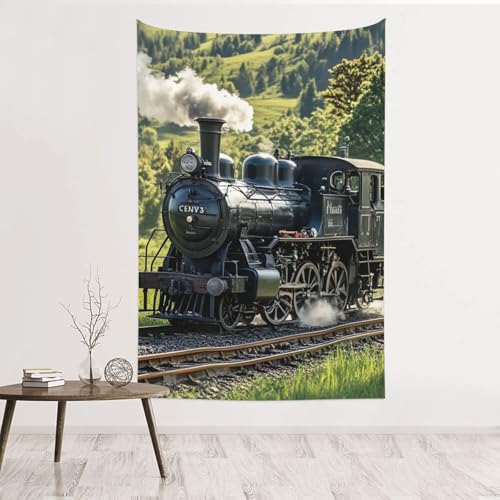 Tapisserie murale train à vapeur souvenir vintage pour chambre chaleureuse