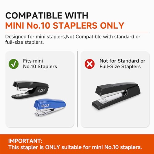 Eagle Numéro 10 Mini Staples Premium pour #10 Des agrafes, 1000 pcs par boîte, 3 Boîtes en boîte (3000pcs Total), Argent
