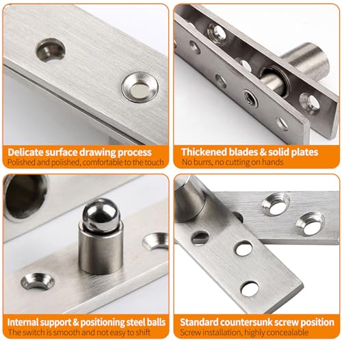 2Pcs Door Hinges 360 Degree Rotation, Durable Stainless Steel Hidden Hinge for Door Cabinet Window, 95mm Concealed Rotating Hardware Fastener, Heavy Duty Up Down Eccentric Shaft Pivot - Image 3