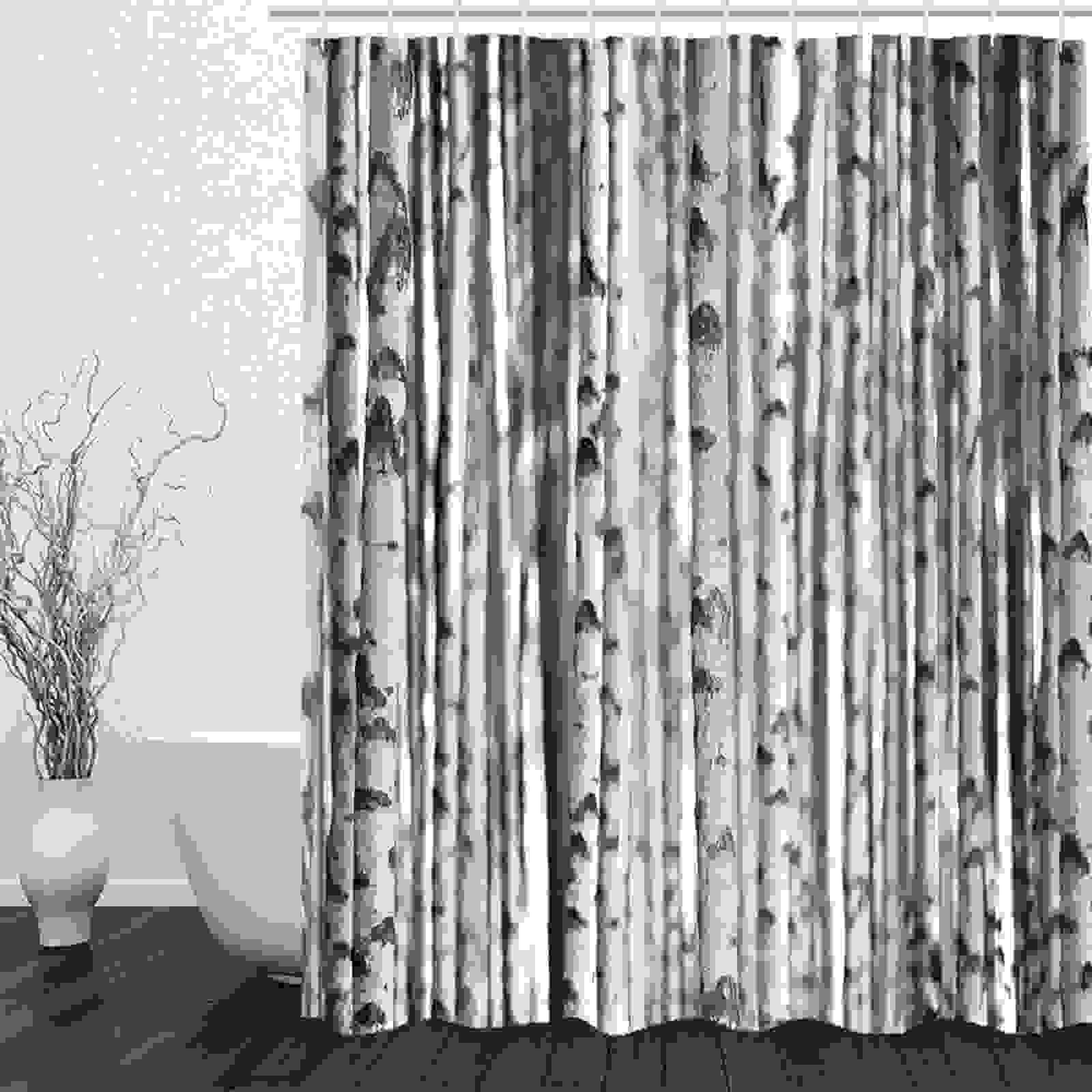 Cortina De Baño Ventana Ducha Original Forma del Tronco Impermeable Gray 220x180cm