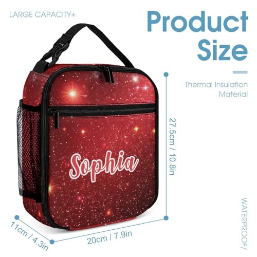 Custom Sparking Glitter Bling Print Red Backpack with Lunch Box & Pencil Case for Kids Girls Boys School Backpack 16 Inch4