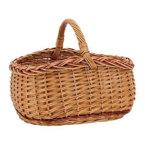 AUBRY GASPARD - Panier en Osier Buff et Marron - Hauteur 36 cm - Longueur 49 cm - Profondeur 36 cm - Lisière Renforcée - Idéal pour Rangement et Décoration...