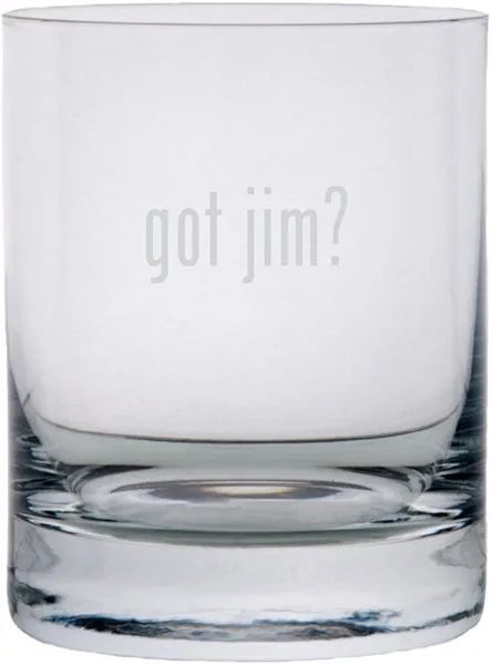 got jim? Etched 11oz Stolzle New York Crystal Rocks Glass