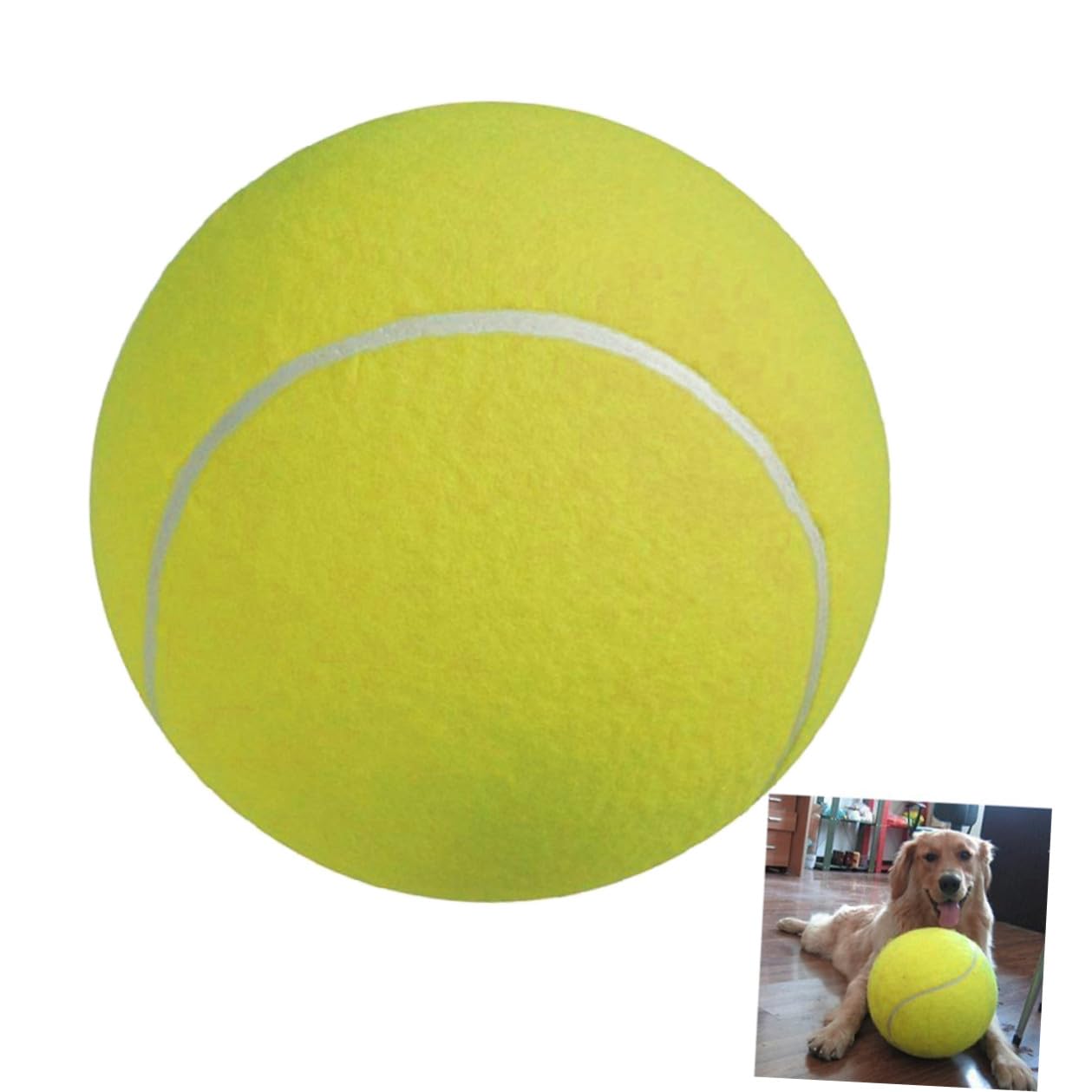 Palla da Tennis Gonfiabile 24cm in Gomma e Fibra Chimica con Ago per Fissaggio, Grande per Animali Domestici e Ragazzo Ragazza