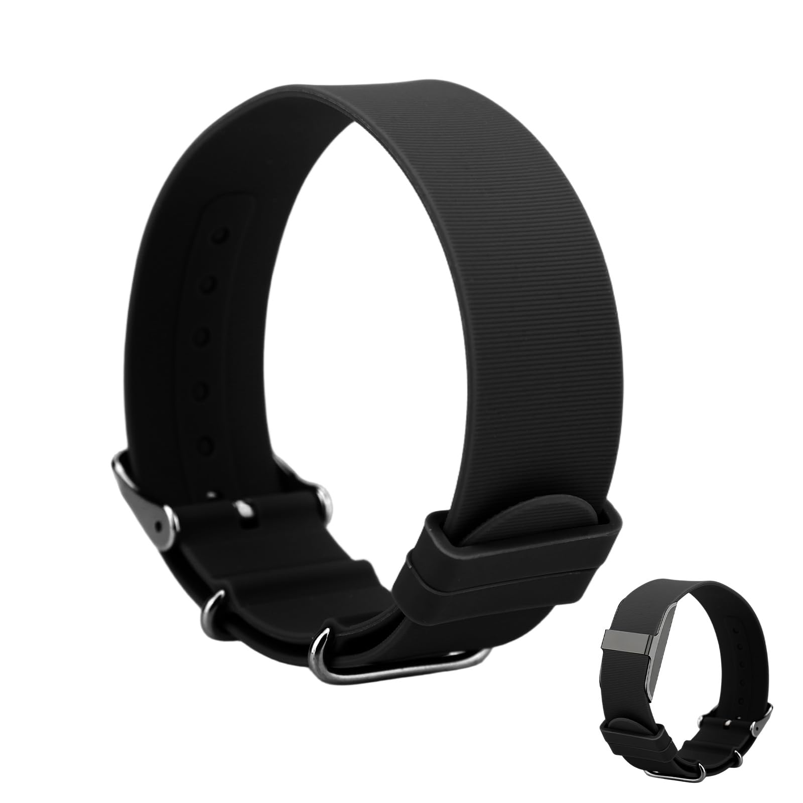 Sinbana Wristband Replacement Strap for Hume Health Band, Adjustable Wrist Strap Replacement Metal Buckle Design for Women Men Sleeping Hiking Cycling Fitness Step Trackers (Black)