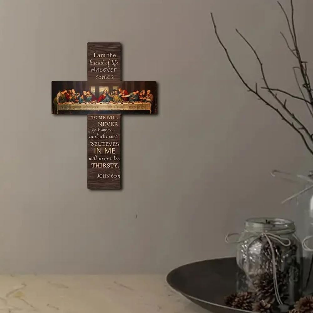 TTPSRY Dekoracyjny krzyż drewniany Ostatnia Wieczerza Inspirująca biblijna ściana religijna sztuka chrześcijańska chrześcijańskie święte pismo
