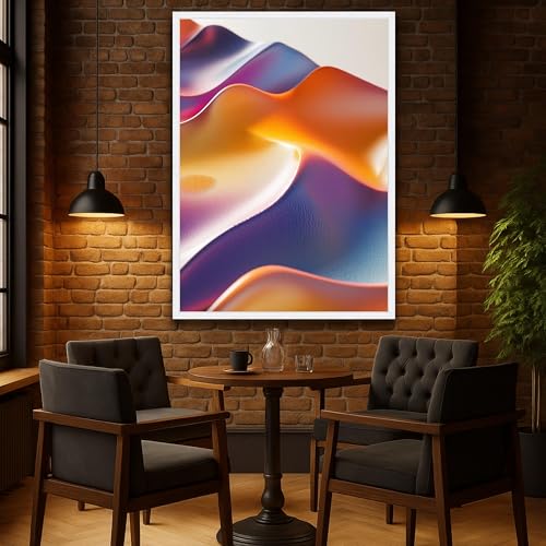 Toile vagues de couleurs tableau déco murale moderne orange et bleu - 3
