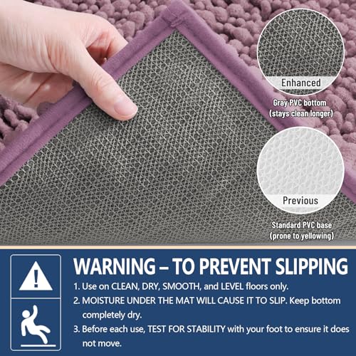 Image of Arotive Luxury Bathroom Rugs 34x21, Extra Soft Thick Absorbent Shaggy Chenille Bath Rugs, Machine Wash Dry, Bath Mats for Bathroom Floor, Tub and Shower, Home Decor Accessories, Deep Plum
