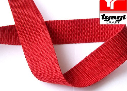 38mm Pure Cotton Thick Tape Thick Webbing Strap Tent Upholestry Bags Sturdy Cotton Straps Harness Craft Red 1 Meter Tyagi Craft