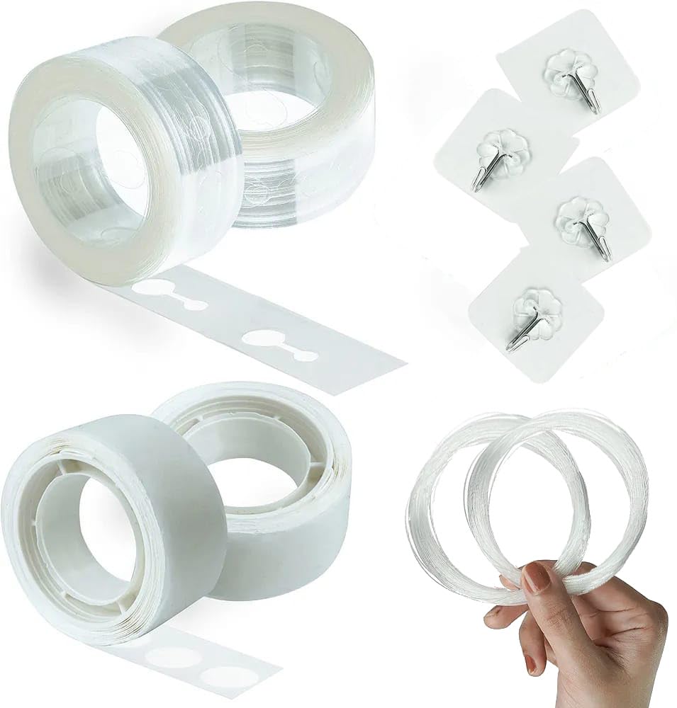 Millennium 10 Pcs Balloon Arch Tape Kit with 2x5 m Balloon Arch Strips, 200 Glue Dots, 4 Self-Adhesive Hooks & 2x10 ft Fishing Wire for Wedding Anniversary and Birthday Party Decorations