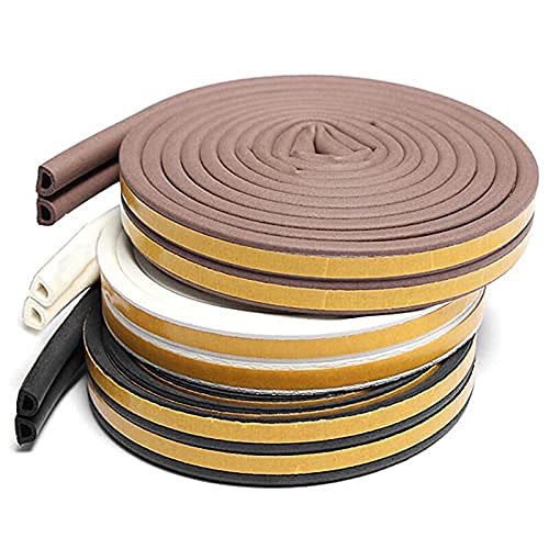 6 Meter (2 x 3 M = 6 Meter) D Shaped Self-Adhesive EPDM Doors and Windows Foam Seal Strip Soundproofing Collision Avoidance Rubber Weather-strip | Brown – Black – White | Set of 3 Pc