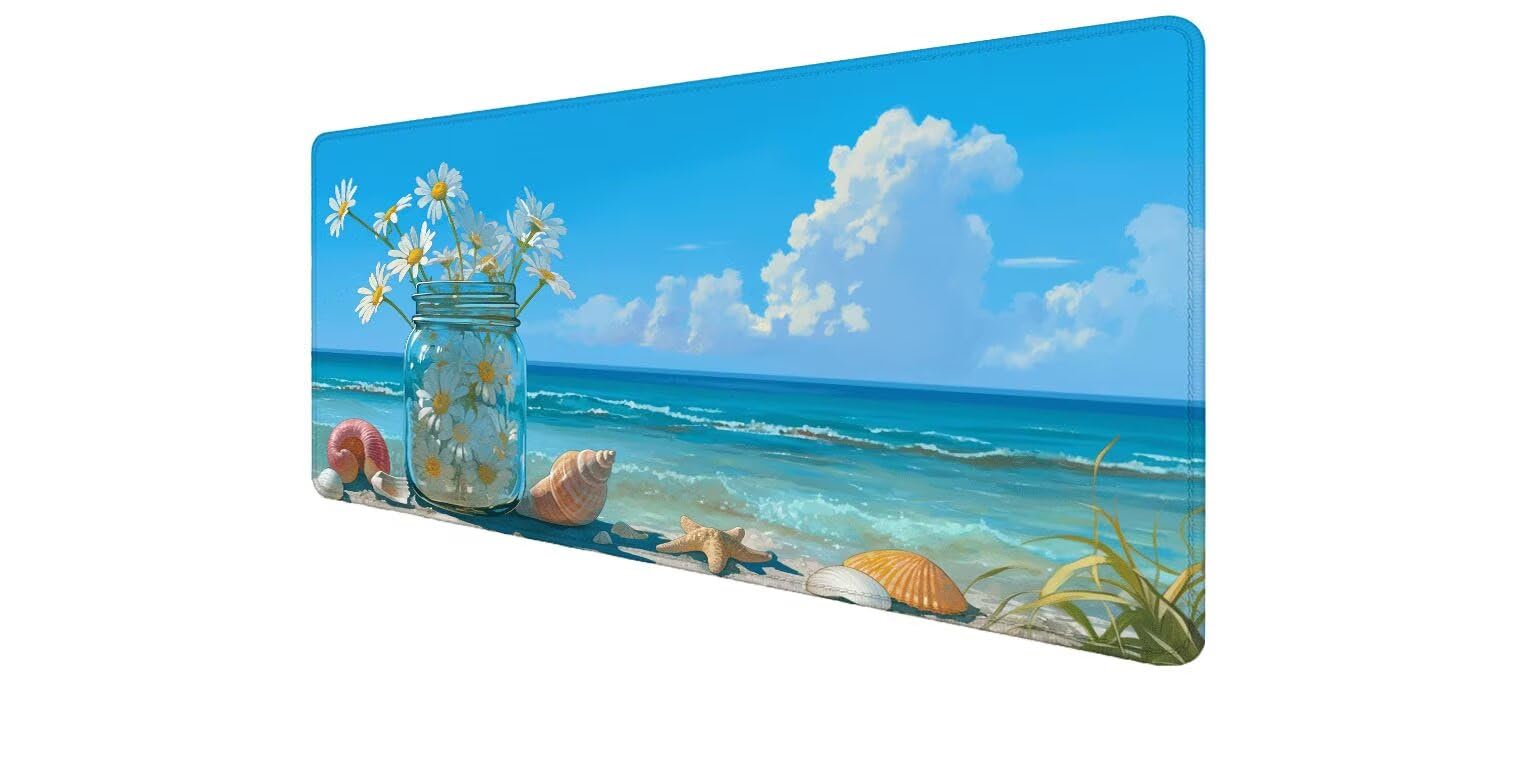Tapis souris XXL antidérapant avec bords cousus renforcés pour PC - 8