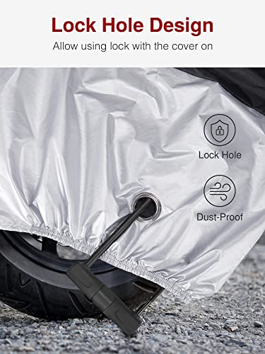 Image of Puroma Motorcycle Cover, XX-Large Waterproof Motorbike Cover Outdoor Indoor Scooter Shelter Protection with 4 Reflective Strips for Harley Davidson, Honda, Suzuki, Kawasaki, Yamaha (Black & Silver)