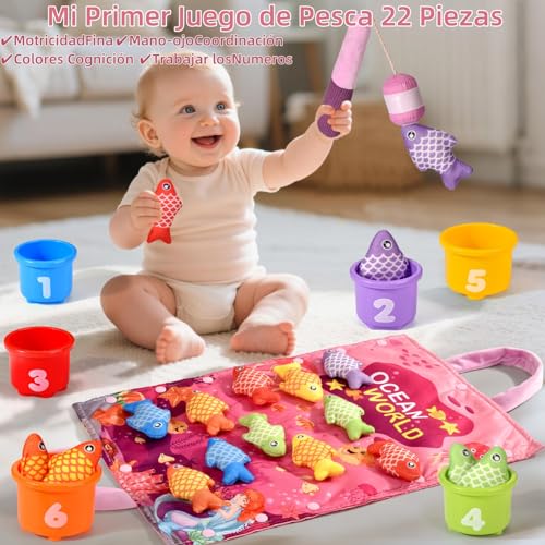 Juguetes Niños 1 Año Montessori, 20 Piezas Rosa Juego Pesca de Tela con 12 Peces Tela, Taza Apilables, Almacén Bolsa, Educativos Juguetes Bebes 6 9 12 18Meses, Regalo Bebe 1 2 3 Año 3 Juguetes Niños 1 Año Montessori, 20 Piezas Rosa Juego Pesca De Tela Con 12 Peces Tela, Taza Apilables, Almacén Bolsa, Educativos Juguetes Bebes 6 9 12 18meses, Regalo Bebe 1 2 3 Año