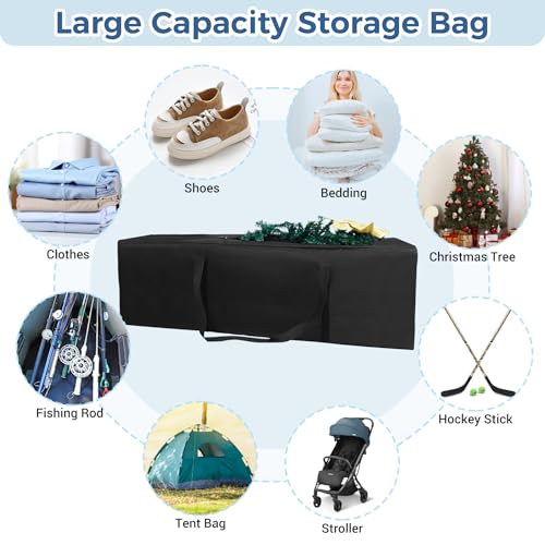 Image of COOLBEBE 56 inch Sports Duffle Bag - 216L Extra Large Travel Duffel Luggage Bag with Upgrade 2-way Lockable Zippers, Sturdy & Water Resistant Long Duffle Bag for Camping Moving (Black 56inch)