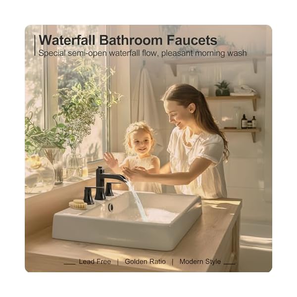   Waterfall-Bathroom-Faucets-3-Hole-8-Inch-Brass-Oil-Rubbed-Bronze-Bathroom-Faucet-2-Handles-Bathroom-Sink-Faucet-Widespread-Faucet-for-Bathroom-Sink-with-Pop-up-Drain-Hose