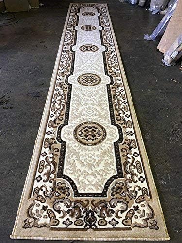 Miniatura 6 de Alfombra de pasillo largo tradicional, color marfil, diseño persa Kingdom #D123 (32 pulgadas x 15 pies 6 pulgadas)