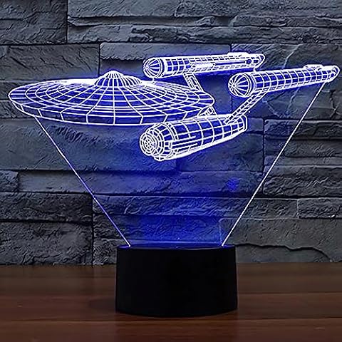 Smalody Night Lights 3D Optical Illusion Multi-Colored Change Touch Controlled Desk Lamp Battleship Bedside Lamp Christmas Gifts and Birthday Gifts Cover