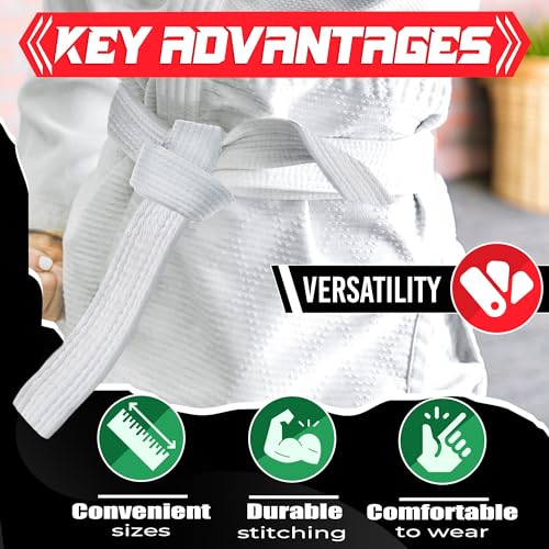 Mycritee SU-US-81194 Taekwondo Uniform White Belt For Women - Judo Belt Women Jiu Jitsu Gi Karate Belt Martial Arts Training Equipment White Belts thumb #3
