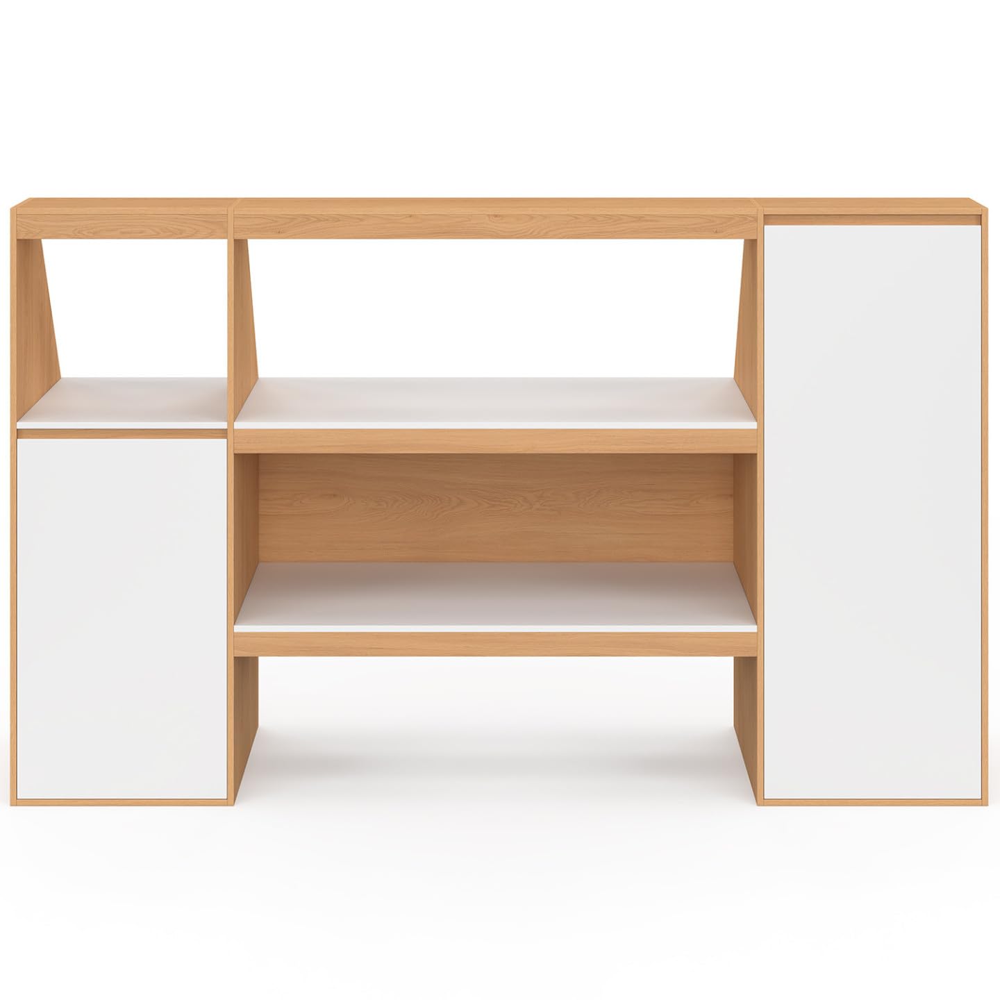 TOMI Set Regal 2 Ebenen Schrank 1 Tür Nische unter Dachschräge Buche Weiß