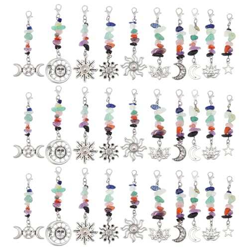Porte-clés pendentif pierres naturelles CHGCRAFT lot de 30 avec fermoirs pour sacs
