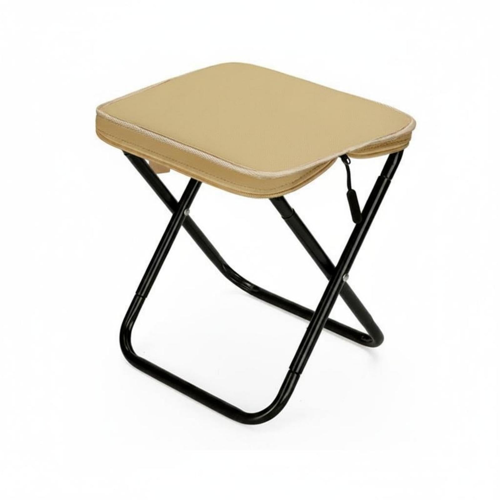 Padded Folding Stool Low-Profile Portable Folding Stool Khaki-picture-13
