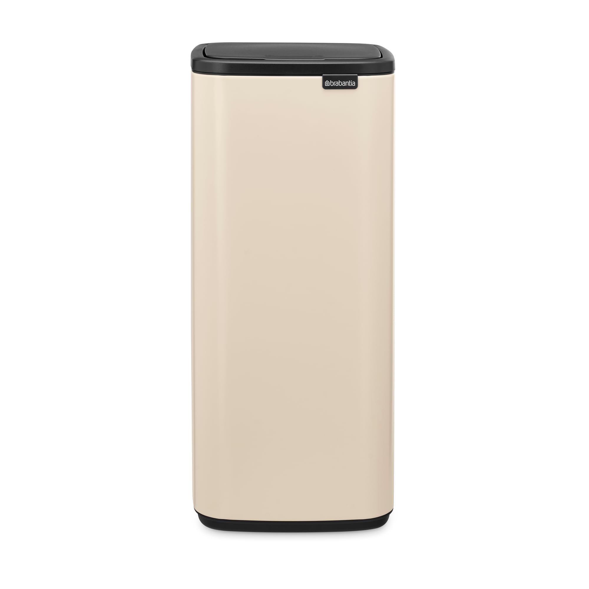 Brabantia Bo Touch Cubo de basura 30L (Beige claro), cubo basura reciclaje rectangular y compacto, con sistema de abertura Soft-​Touch, papelera cocina con cubo extraíble, incluye bolsas PerfectFit
