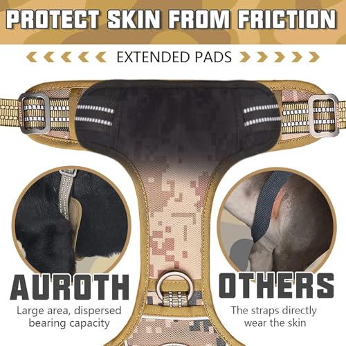 Image of AUROTH Tactical Dog Harness for Extra Large Dogs, Heavy Duty No Pull Vest