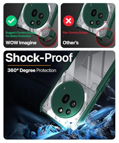 Image of WOW IMAGINE Shock Proof Clear Protective Back Case for Nothing Phone 3a Pro - AirEDGE Technology | 360 Degree Camera Protection | Transparent Hybrid Back Case Mobile Cover - Green