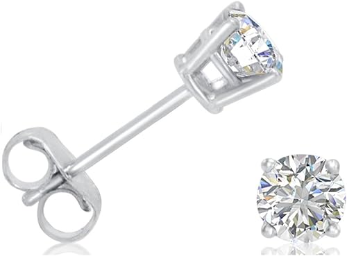 AGS Certified 12 ct TW Aretes de diamante redondo para mujer en oro de 14 quilates