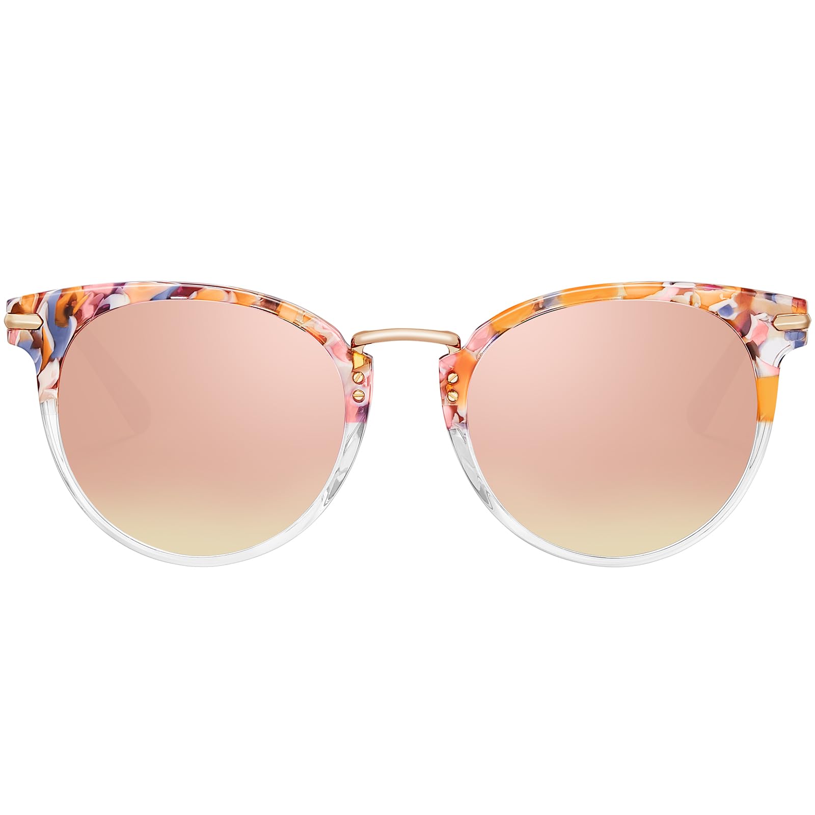 CARFIA Retro Acetate Cat Eye Sunglasses for Women Polarized UV Protection, Cateye Ladies Sunnies Metal Bridge Brow Eyewears