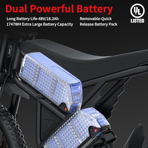 Image of GT73 / GT54 Electric Dirt Bike for Adults Teens - 3000W / 2500W Motor 50 /37 MPH High-Speed, 25 inch /14 inch Fat Tires & Dual Removable Battery(60V /48V) | All-Terrain Off-Road eBike for Snow, Sand