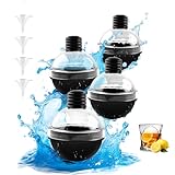 Round Ice Cube Mold, 4Pcs Easy Filled and Emptied Without Touching the Ice, Ice Ball Maker Mold, Reusable Spherical Silicone, Used for Whisky, Cocktails, BPA Free