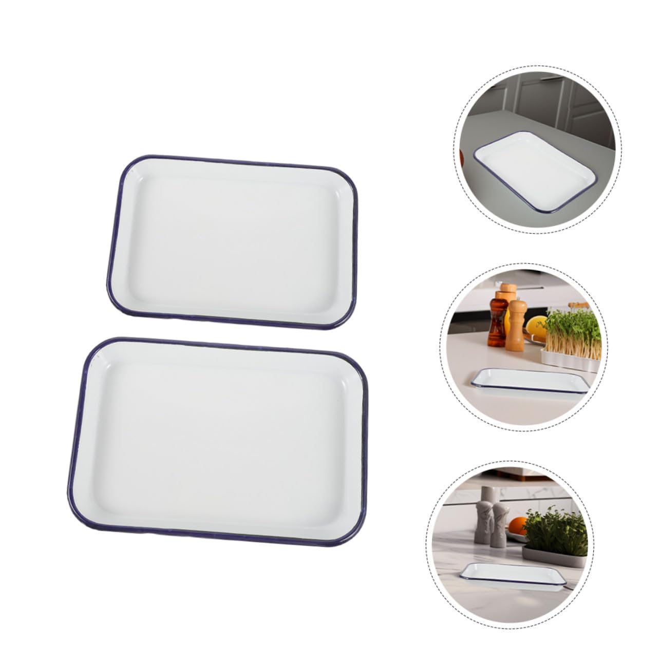 Bandejas Rectangulares Esmaltadas 20x30 Cm y 24x34 Cm Sartenes Para Horno Antiadherentes Duraderas Aptas Lavavajillas Para Hornear Asar Cocina Hogar 2 Piezas