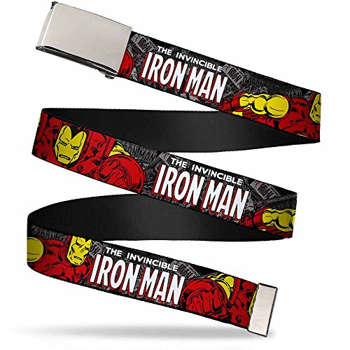 Buckle-Down Web Belt Iron Man, the Invincible Iron Man Stacked Comic Books/Action Poses