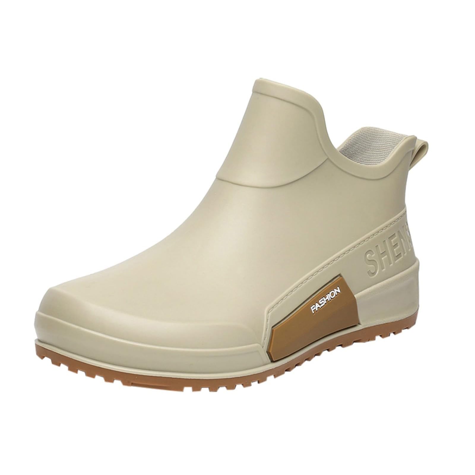 Womens Mens Deck Boots Waterproof Anti-Slip Rubber Chelsea Ankle Rain Boots Lightweight Comfort Slip On Garden Work Booties