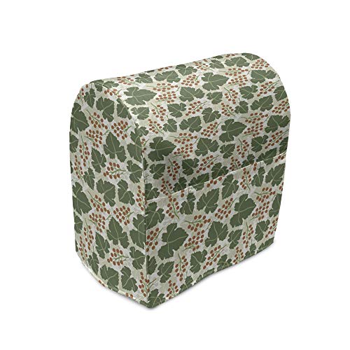 Ambesonne Vine Stand Mixer Cover, Vineyard Pattern with Bunch of Grapes and Vine Leaves Print on Silhouette Background, Kitchen Appliance Organizer Bag Cover with a Pocket, 6-8 Quarts, Multicolor
