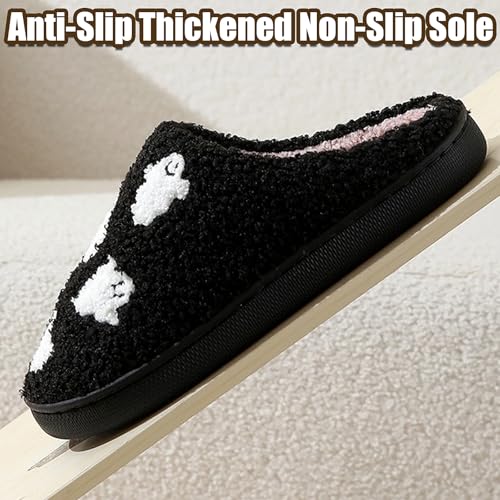 FOCUSIN Halloween Pumpkin House Slippers for Women - Fluffy Soft Cozy Bedroom Spooky Shoes for Indoor Outdoor Use4