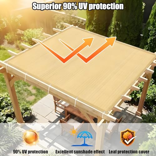 Voile d'ombrage beige 90% filet protection solaire avec œillets 2.5x15m YVYKFZD