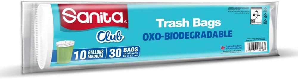 Sanita ClubTrash Bags Biodegradable 10 Gallons Size 65 x 52cm 30pcs