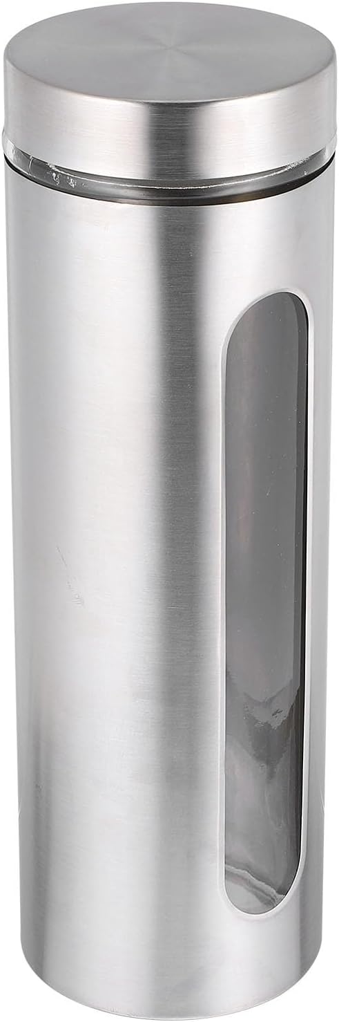 Glass Stainless Steel Food Storage Jar 1800ml Airtight Canister for Kitchen Pantry Tea Spice Holder Dried Food Sealing Container