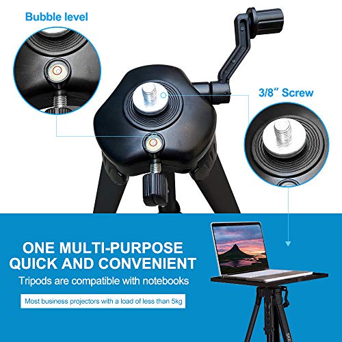 Projector Stand, Adjustable Laptop Stand, Multi-Function Stand,Aluminum Tripod Stand,Computer Stand with Plate and Carry Bag, Adjustable Height 17-46inches for Projectors/Laptops/Photography/DJ