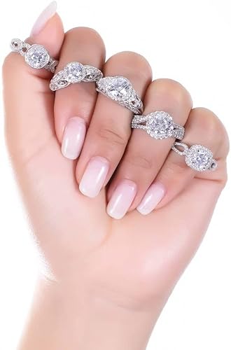 Miniatura 9 de BERRICLE Sterling Silver CZ Solitaire Wedding Engagement Promise Rings for Her, Round Cubic Zirconia Ring for Women