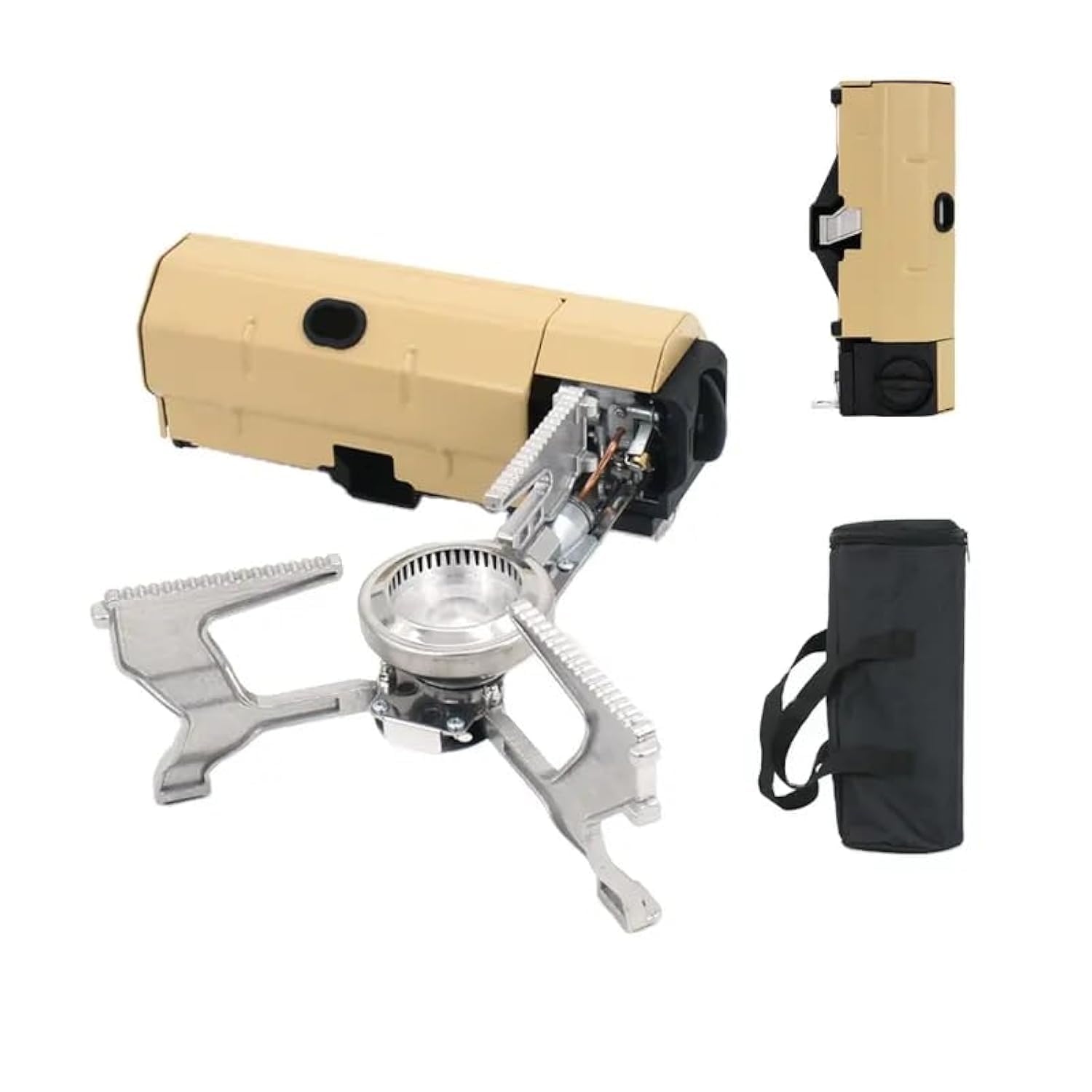 Foldable Camping Butane Stove 2600W pure blue flame,3-5minutes to boil, Portable Camping Stove Outdoor,with Storage Bag suitable for Picnic, Backpacking Hiking, Adventure,Home Travel,RV Trip.(khaki)