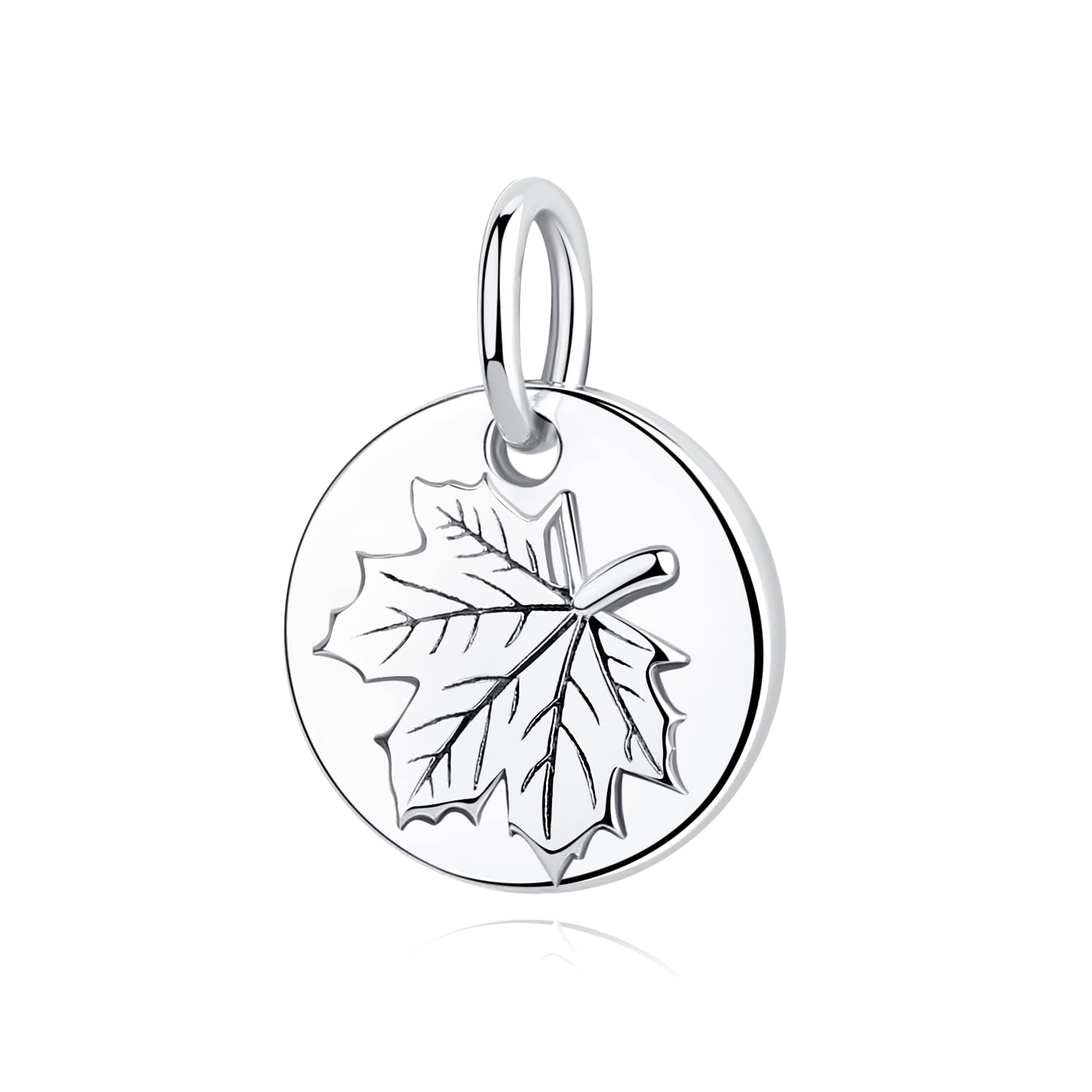 Nbsameng 925 Sterling Silver Maple Leaf Charm for European Bracelet and Necklace, Sterling Silver