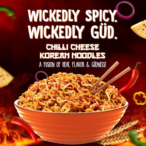 Image of WickedGud Chilli Cheese Korean Instant Cup Noodles | Whole Wheat | No Maida | No Palm Oil | 74 g Each (Pack of 4, Total 148 g)