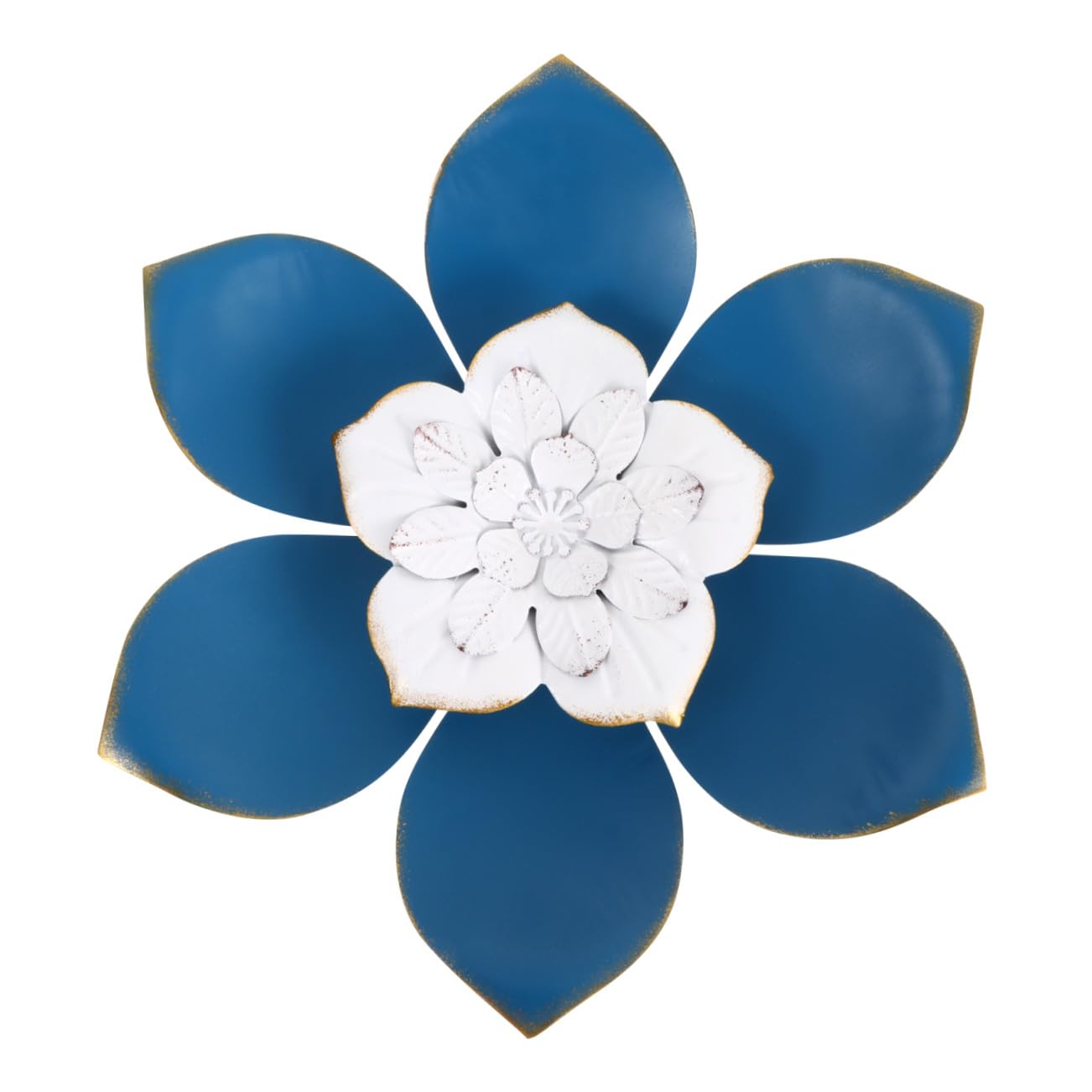 TOPPERFUN Fiore Decorativo da Parete in Ferro Blu per Interni