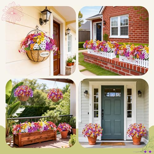 Der Rose 24 Bundles Artificial Flowers for Outdoors, UV Resistant Fake Flowers for Home Garden Patio Porch Decor (8 Colors) image 7